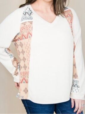 Cotton Bleu v-neck long sleeve top